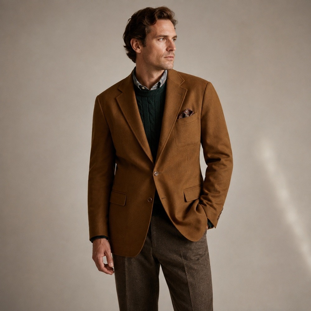 Pavone Sport Coat Mens 46 Regular Brown 100% Pure Cashmere Blazer Chile Heritage